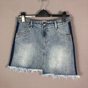 MP/D Blue Fray Hem High Low Jean Skirt Size Medium